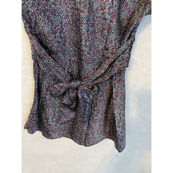 Express VIntage Y2K Size XS Silk Short Sleeve Babydoll Going Out Top Floral Dot - Picture 3 of 9